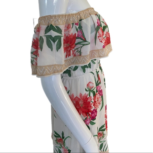 Lulu’s floral off-the-shoulder tiered midi dress - Picture 6 of 10